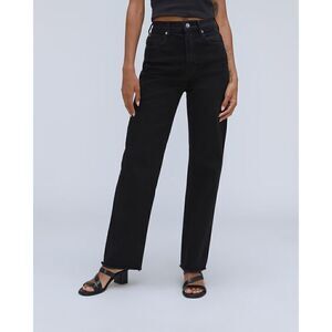 Everlane The Way High Jeans Organic Cotton Black Raw Hem Size 29 Regular NWT